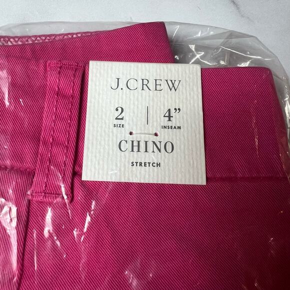 J.CREW 4" Stretch Chino Shorts Pink Cotton Blend Pockets High Rise Zip Sz 2 NEW - Picture 2 of 4